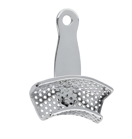 Perforated partial impression tray with rim, central