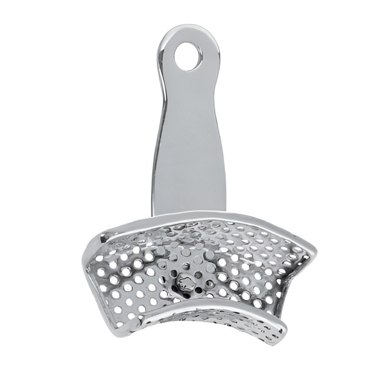 Perforated partial impression tray with rim, central
