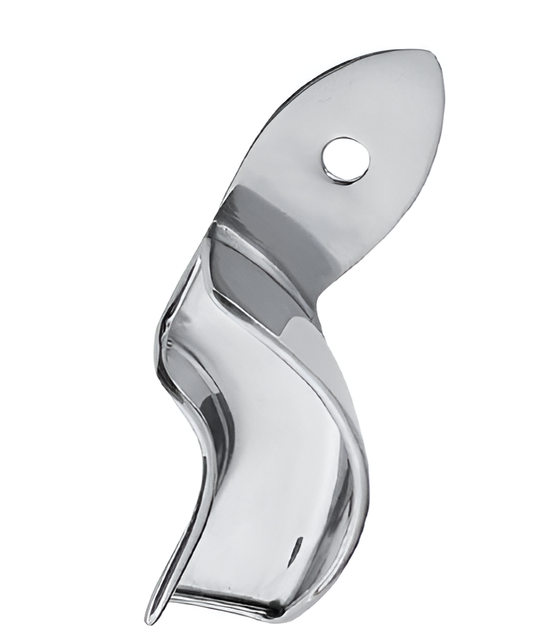 Smooth partial impression tray with edge, left