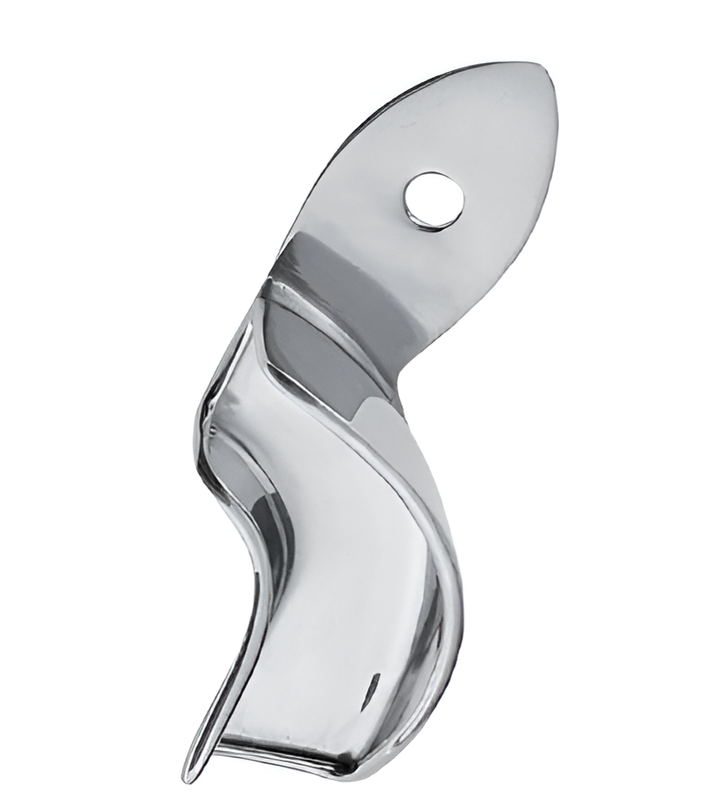 Smooth partial impression tray with edge, left