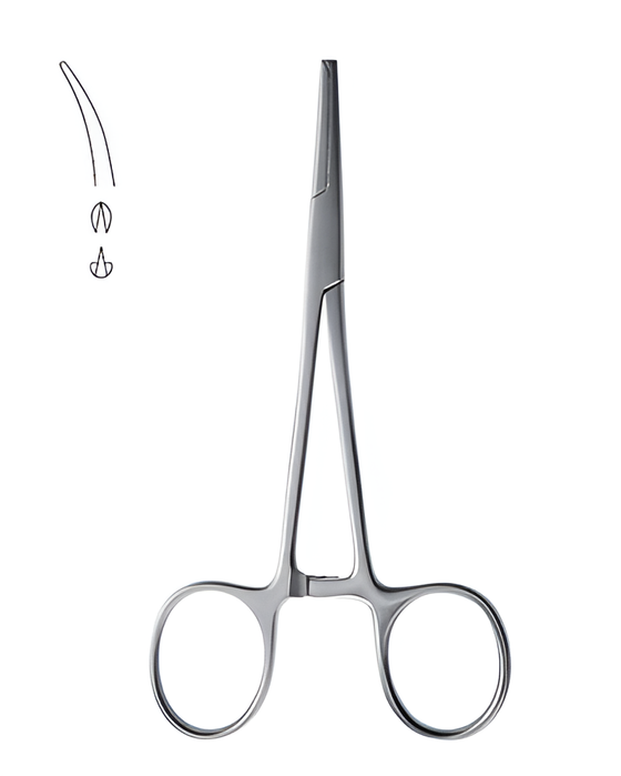 Surgical micro mosquito forceps, curved, 10 cm
