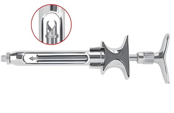 Anesthesia syringe corkscrew